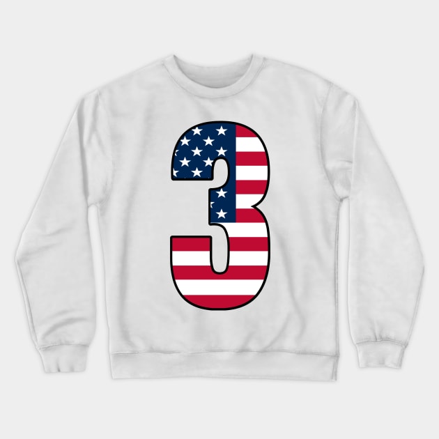 Number 3 Star Spangled Banner Crewneck Sweatshirt by la chataigne qui vole ⭐⭐⭐⭐⭐